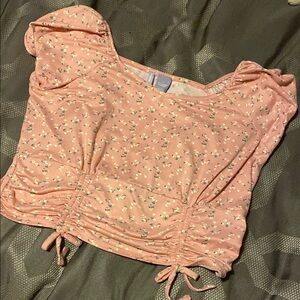 Floral Pink juniors crop Top